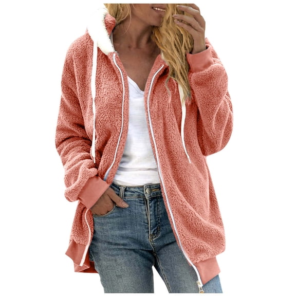 Dyegold Women Winter Jacket Ladies Cute Lightweight Hoodies Oversized Jacket For Women Sherpa Fleece Jacket Women Work Office Sport Long Sleeve ​Christmas ​Fur Coats For Women ​Free Shipping