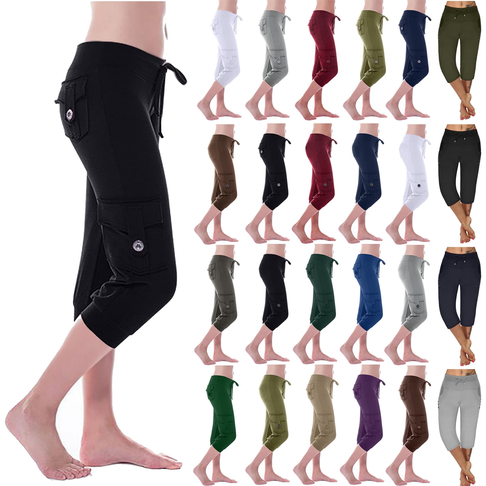 Dyegold Women's Capri Yoga Pants Loose Soft Drawstring Workout