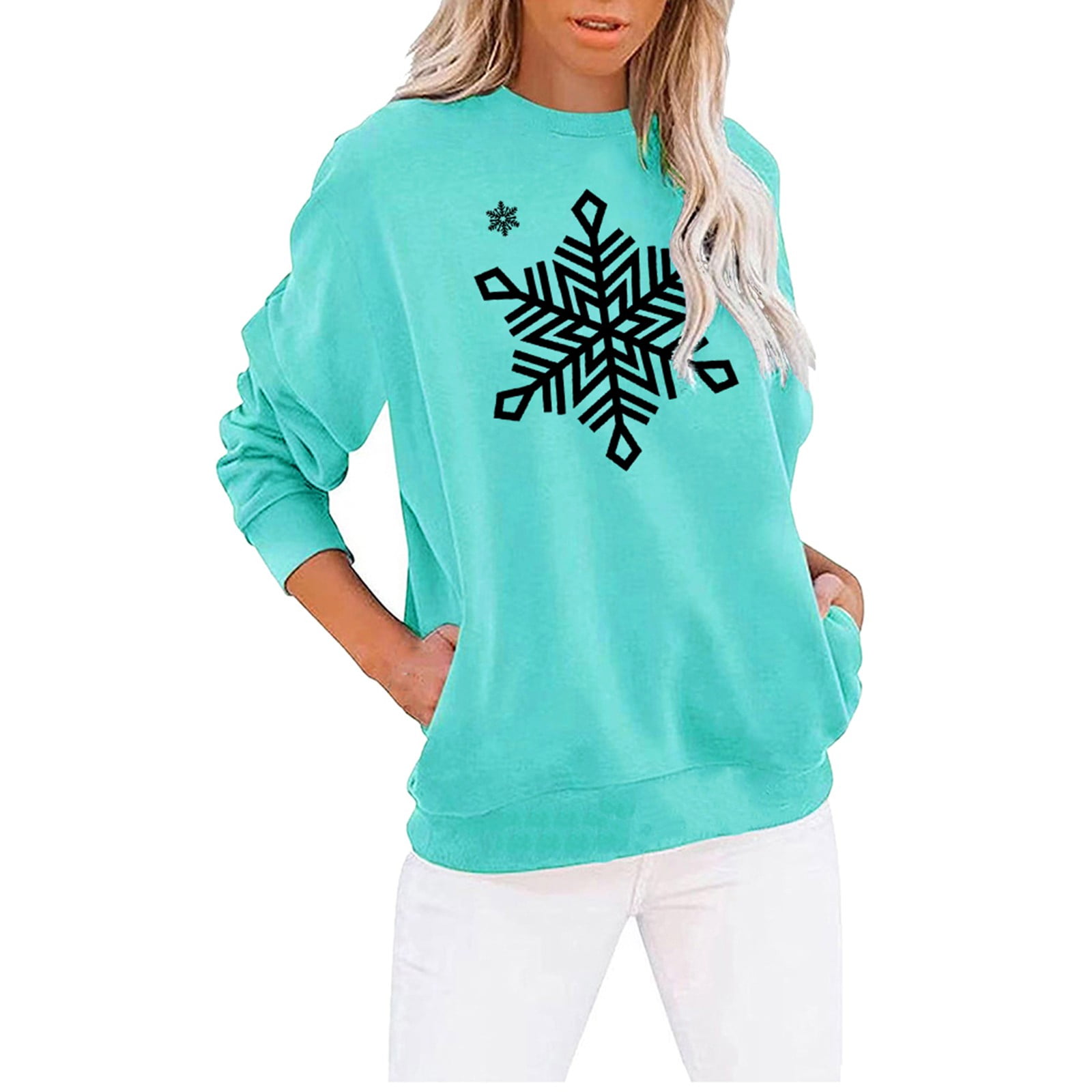 Dyegold Women's Christmas Sweatshirt Fall Savings Funny Xmas Snowflake Ladies Pullover Teen