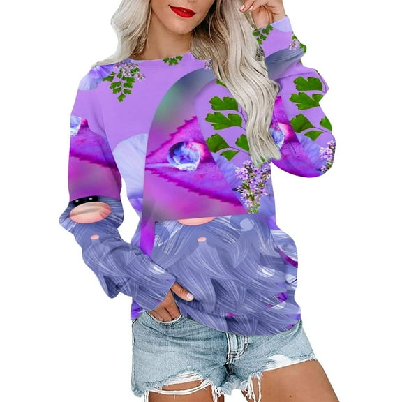 Dyegold Women's Christmas Sweatshirt Funny Cute Pullover Graphic Casual Crewneck Teen Girls Hoodie Ladies Plus Size Xmas Gnomes Shirts Novelty Blouse Tops Merry Christmas Sweatshirt
