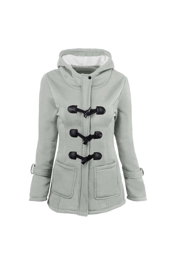 Dyegold Women's Coats My Orders Thickened Horn Buttons Sweater Plus Size Fleece Casual Teen Girls Jacket Hooded Winter Warm Ladies Clothes Padded Windproof Coats Parkas Sherpa Lined Outwear