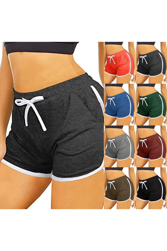Dyegold Women's Shorts Summer Elastic Waist Lounge Sweat Shorts Pocket Loose Plus Size Comfy Workout Running Gym Short Pant