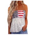 thumbnail image 1 of Dyegold Womens Tops Dressy Casual American Flag Tube Tops for Women Strapless Sleeveless Summer Tube 4th of July Stars Striped Crop Top Pleated Tank Blouse, 1 of 5