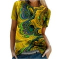 thumbnail image 1 of Dyegold Women's Summer Short Sleeve Tshirts Crew Neck Floral Printed Tunic Tees Trendy Casual Loose Plus Size Tops Blouse, 1 of 6