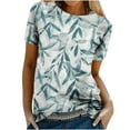 thumbnail image 1 of Dyegold Women's Summer Short Sleeve Tshirts Crew Neck Floral Printed Tunic Tees Trendy Casual Loose Plus Size Tops Blouse, 1 of 6