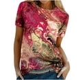 thumbnail image 1 of Dyegold Women's Summer Short Sleeve Tshirts Crew Neck Floral Printed Tunic Tees Trendy Casual Loose Plus Size Tops Blouse, 1 of 6