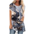 thumbnail image 1 of Dyegold Women's Tops Summer Casual Short Sleeve Marble Tunic Tops to Wear with Legging Fashion Round Neck Shirt Loose Blouse, 1 of 5