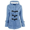 thumbnail image 1 of Dyegold Women's Winter Jackets Fall Hooded Ladies Thickened Jacket Plus Size Fleece Sherpa Lined Outwear Horn Buttons Teen Girls Padded Parkas Windproof Casual Coats Winter Warm Clothes, 1 of 3
