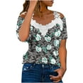 thumbnail image 1 of Dyegold Womens Blouses and Tops Dressy Cold Shoulder Lace Trim Tops for Women Summer Casual T Shirts Short Sleeve Blouses Flowy Tunics Tees, 1 of 5