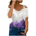 thumbnail image 1 of Dyegold Womens Blouses and Tops Dressy Cold Shoulder Lace Trim Tops for Women Summer Casual T Shirts Short Sleeve Blouses Flowy Tunics Tees, 1 of 4
