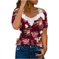 thumbnail image 1 of Dyegold Womens Blouses and Tops Dressy Cold Shoulder Lace Trim Tops for Women Summer Casual T Shirts Short Sleeve Blouses Flowy Tunics Tees, 1 of 5
