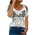 thumbnail image 1 of Dyegold Womens Blouses and Tops Dressy Cold Shoulder Lace Trim Tops for Women Summer Casual T Shirts Short Sleeve Blouses Flowy Tunics Tees, 1 of 5