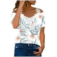 thumbnail image 1 of Dyegold Womens Blouses and Tops Dressy Cold Shoulder Lace Trim Tops for Women Summer Casual T Shirts Short Sleeve Blouses Flowy Tunics Tees, 1 of 4