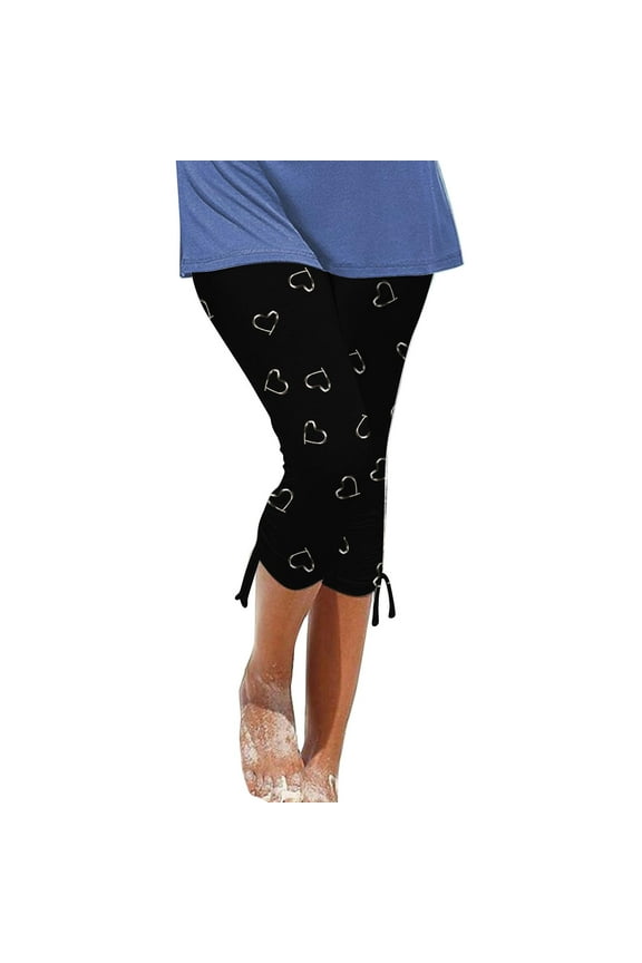 Womens Capris For Summer Tie Dye Floral Print Beach Capris Leggings Elastic Waist Tight Stretch Tights Crop Trousers