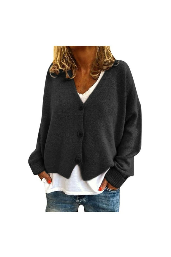 Womens Cardigans Ladies Winter Warm Knit Sweaters Fall Tops For Women Sweaters For Women Trendy Cotton Linen Plus Size Christmas Womens Fall Tops Holiday Gift Finder