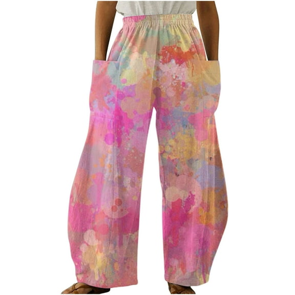 Dyegold Womens Casual Wide Leg Pants Elastic Waisted Straight Long Trousers Loose Work Cargo Palazzo Pants Y2k Streetwear