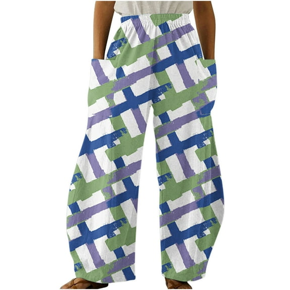 Dyegold Womens Casual Wide Leg Pants Elastic Waisted Straight Long Trousers Loose Work Cargo Palazzo Pants Y2k Streetwear