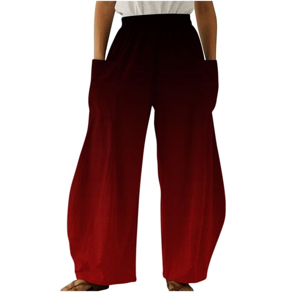 Dyegold Womens Casual Wide Leg Pants Elastic Waisted Straight Long Trousers Loose Work Cargo Palazzo Pants Y2k Streetwear