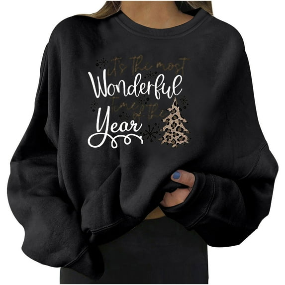 Dyegold Womens Christmas Sweatshirt Prime Novelty Funny Casual Shirts Teen Girls Cute Plus Size Hoodie Crewneck Merry Christmas Xmas Tree Pullover Holiday Ladies Sweatshirt Graphic Tops