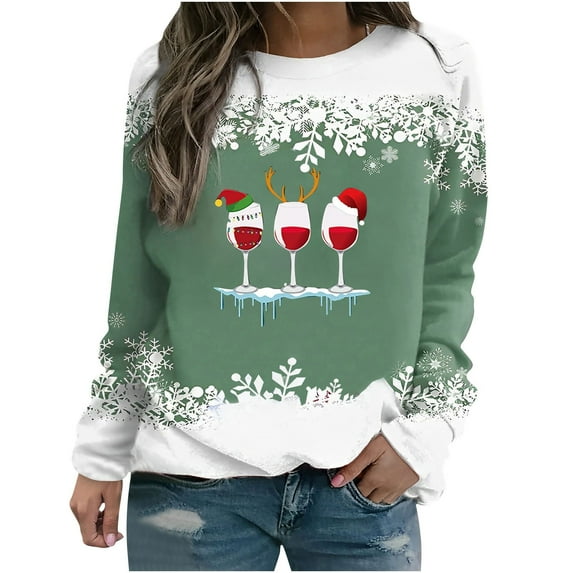 Dyegold Womens Christmas Sweatshirts Online Shopping Loose Ladies Cute Pullover Plus Size Funny Merry Christmas Tops Novelty Teen Girls Crewneck Hoodie Xmas Shirts Graphic Sweatshirt