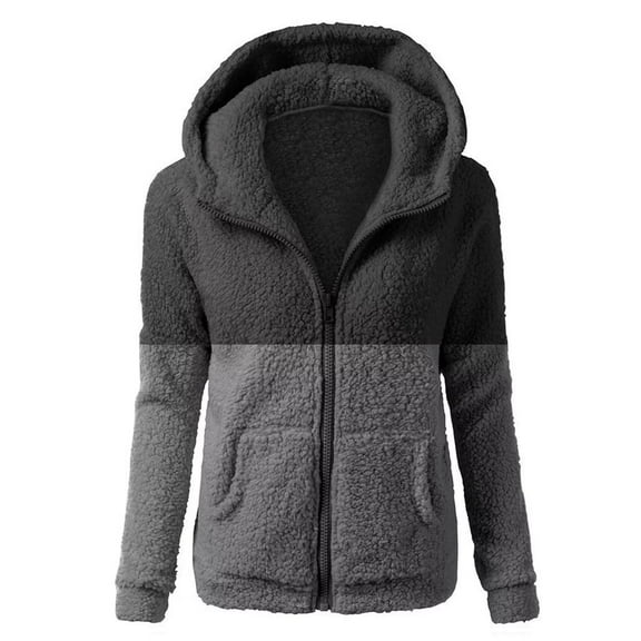 Dyegold Womens Coats Fuzzy Casual Sherpa Ladies Sweater Shaggy Warm Zip Up Hooded Plus Size Outwear Fluffy Faux Fur Fleece Winter Coats Clothes Hoodie Teen Girls Jacket Sweater