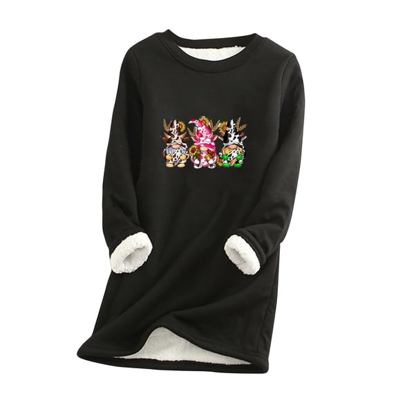 Dyegold Womens Fleece Pullover Teen Girls Fluffy Thermal Winter Sweatshirt Thanksgiving Long Sleeve Sherpa Lined Fall Tops Loose Warm Graphic Shirts Casual Thick Pullover Ladies Clearance Undershirt