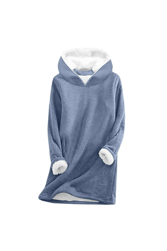 Dyegold Womens Fleece Sweatshirt Sherpa Lined Thick Ladies Casual Fluffy Sweatshirt Prime Long Sleeve Warm Shirts Winter Hooded Tops Solid Fleece Undershirt Teen Girls Loungewear Pullover