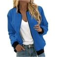 thumbnail image 1 of Dyegold Womens Jackets Lightweight Zip Up Casual Inspired Bomber Jacket Coat Stand Collar Short Outwear Tops with Pockets, 1 of 5