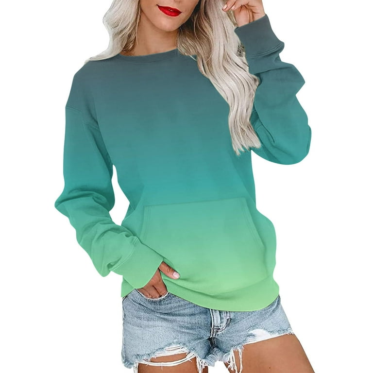 Dyegold Womens Long Sleeve Tops Savings Comfy Crew Neck Winter Ladies  Shirts Long Sleeve Western Plus Size Tops Essentials Tie Dye Pullover  Casual Fleece Oversized Hoodie Teen Girls Outfits Sweater 