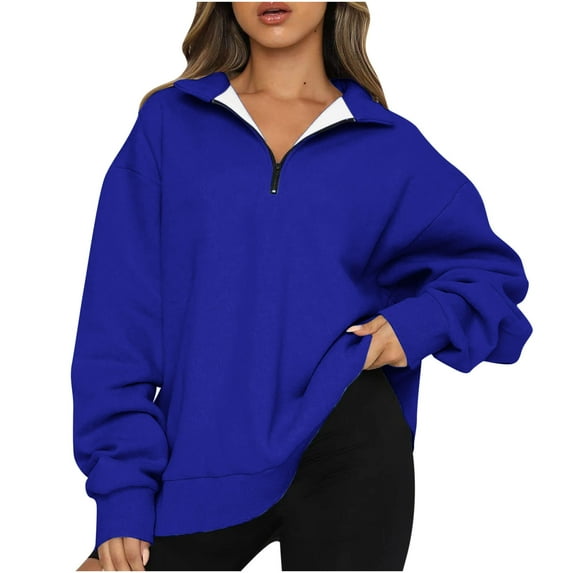 Dyegold Womens Oversized Half Zip Pullover Long Sleeve Sweatshirt Quarter Zip Trendy Hoodie Ouffits Teen Girls Fall Clothes
