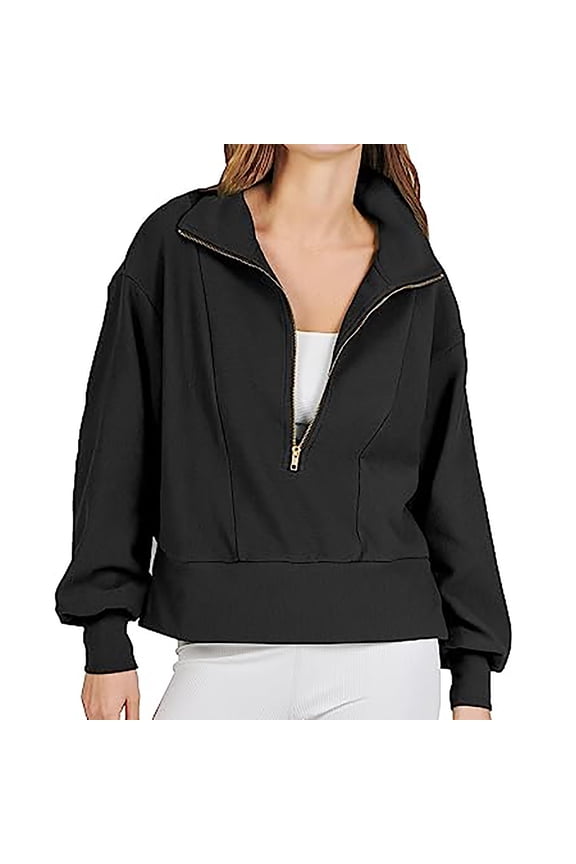 Dyegold Womens Oversized Half Zip Pullover Long Sleeve Sweatshirt Quarter Zip Trendy Hoodie Ouffits Teen Girls Fall Clothes