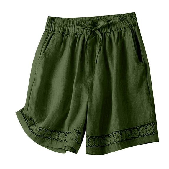 Dyegold Womens Shorts Elastic Waisted Wide Leg Drawstring Wide Leg Short Pants Summer Casual Loose Boho Pants With Pockets