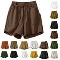 thumbnail image 1 of Dyegold Womens Shorts Elastic Waisted Wide Leg Drawstring Wide Leg Short Pants Summer Casual Loose Boho Pants With Pockets, 1 of 5