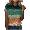 thumbnail image 1 of Dyegold Womens Summer Casual T-Shirts Round Neck Floral Printed Short Sleeve Graphic Tee Tops Loose Fitting Comfy Tunic Tops, 1 of 5