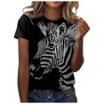 thumbnail image 1 of Dyegold Womens Summer Casual T-Shirts Round Neck Floral Printed Short Sleeve Graphic Tee Tops Loose Fitting Comfy Tunic Tops, 1 of 5