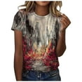 thumbnail image 1 of Dyegold Womens Summer Casual T-Shirts Round Neck Floral Printed Short Sleeve Graphic Tee Tops Loose Fitting Comfy Tunic Tops, 1 of 5