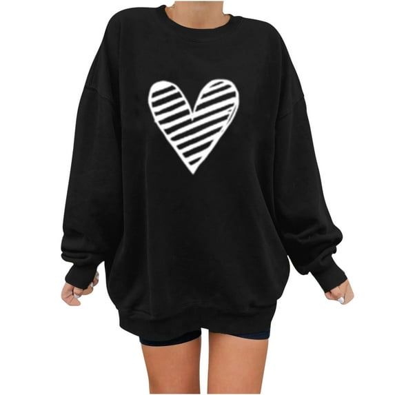 Dyegold Womens Sweatshirt Teen Girls Heart Print Graphic Plus Size Hoodies For Women Fall Fashion For Women Work Office Sport Long Sleeve Christmas Women Hoodies Holiday