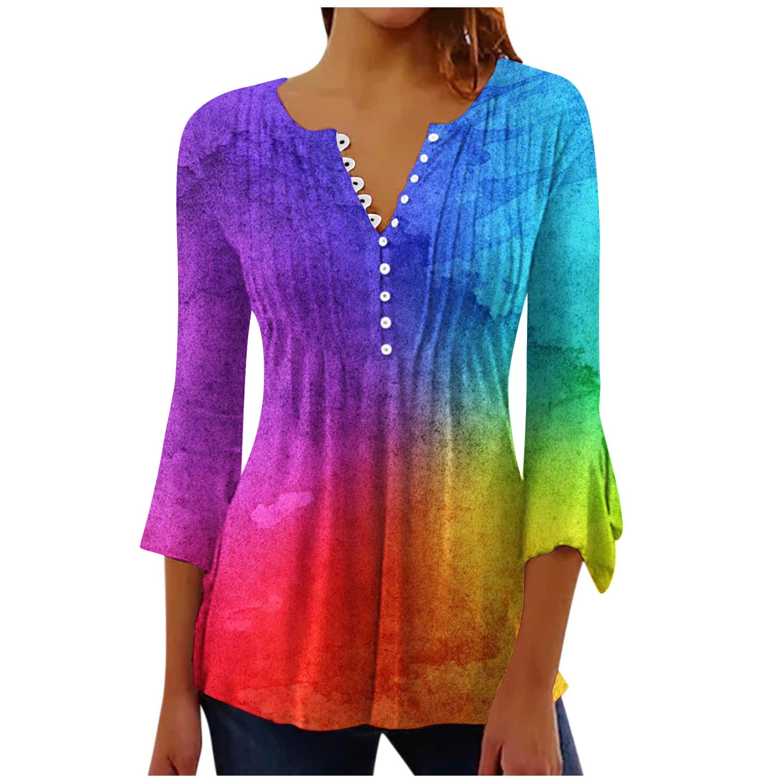 OFEEFAN Women's Tunic Top With Puff Sleeves - Long Sleeve Crew Neck Shirt, Solid Color, Soft Blend - View #9