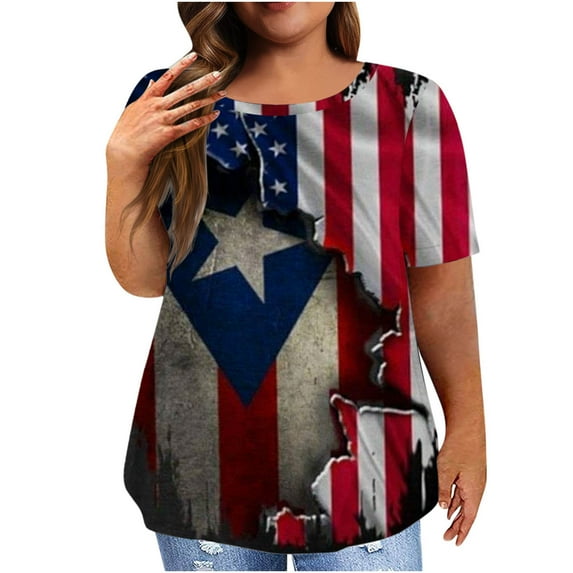 Dyegold Womens Tops Dressy Casual Summer Plus Size Tops For Women Summer Dressy Casual Short Sleeve Blouses Daisy Print Round Neck T Shirts Loose Fit Tunics