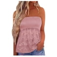 thumbnail image 1 of Dyegold Womens Tops Dressy Casual Summer Strapless Tube Tops for Women Butterfly Floral Sleeveless Casual Pleated Flowy Crop Tunic Blouses Shirt, 1 of 5