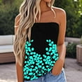 thumbnail image 1 of Dyegold Womens Tops Dressy Casual Summer Strapless Tube Tops for Women Butterfly Floral Sleeveless Casual Pleated Flowy Crop Tunic Blouses Shirt, 1 of 5