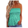 thumbnail image 1 of Dyegold Womens Summer Tops Trendy Off Shoulder Pleated Flowy Swing Strapless Bandeau T Shirts for Women Sleeveless Blouses Tops Dressy Striped Tube Top Tunic Plus Size Shirts for Women, 1 of 5