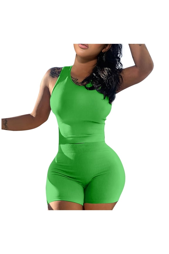 Dyegold Womens Workout Sets 2 Piece Seamless Yoga Outfits Leggings Shorts and Crop Top Matching Gym Athletic Exercise Set