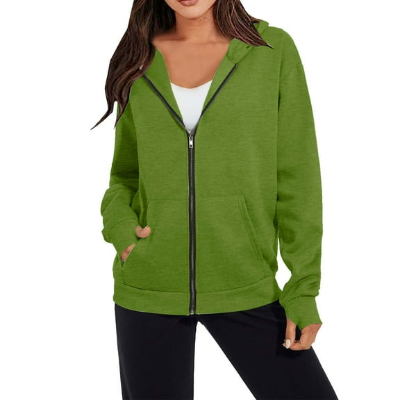 Dyegold Womens Zip Up Hoodies Long Sleeve Oversized Sweatshirts Full Zipper Jackets Y2k Fall Fashion 2023 with Thumb Hole