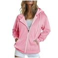 thumbnail image 1 of Dyegold Zip Up Hoodies For Women Teen Girls Cute Y2k Hoodies Fall Long Sleeve Full Zip Jackets Hooded Sweatshirt With Pocket, 1 of 6