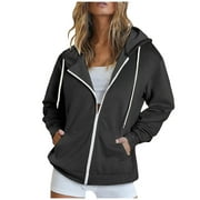 Dyegold Zip Up Hoodies For Women Teen Girls Cute Y2k Hoodies Fall Long Sleeve Full Zip Jackets Hooded Sweatshirt With Pocket