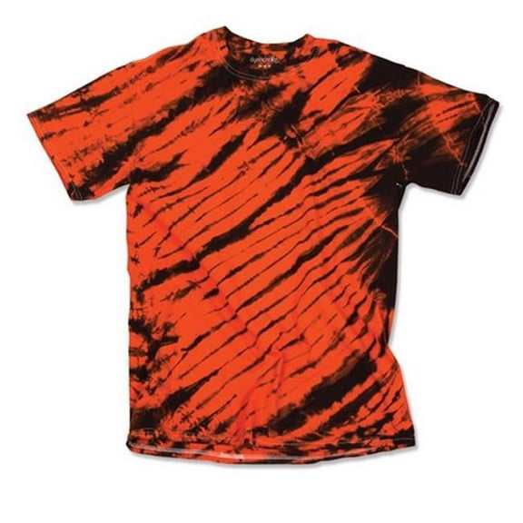 Dyenomite 200TS 100 Percent Cotton Tiger Stripe Tee for Men- Black & Orange - Large