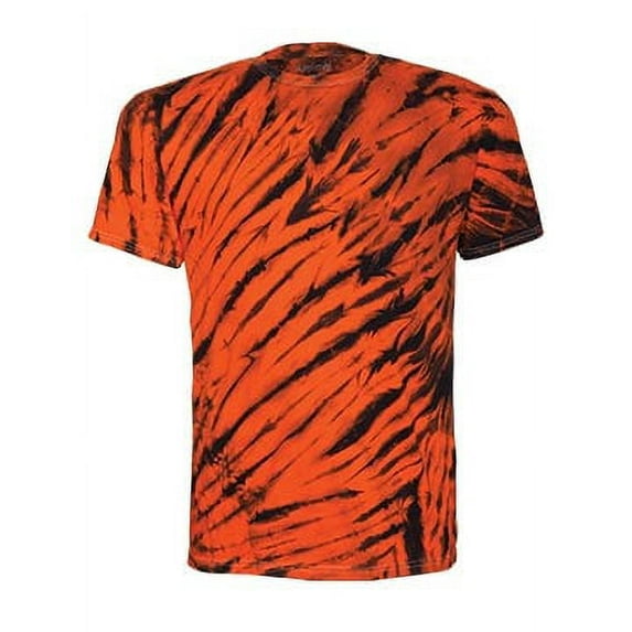 Dyenomite 200TS 100 Percent Cotton Tiger Stripe Tee for Men- Black & Orange - Medium