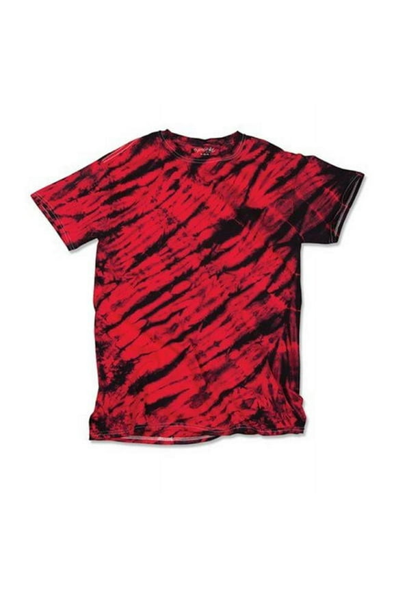 Dyenomite 200TS 100 Percent Cotton Tiger Stripe Tee for Men- Black & Red - Medium