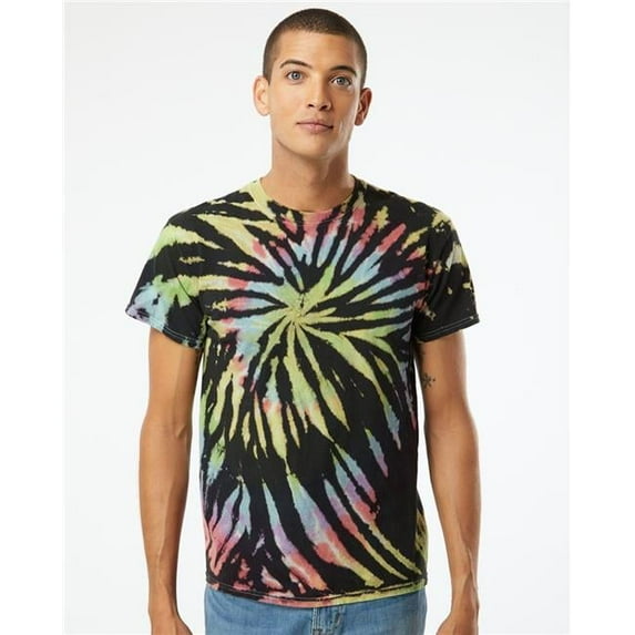 Dyenomite B01214553 Multi Color Spiral Tie-Dyed T-Shirt, Yosemite Spiral - Small